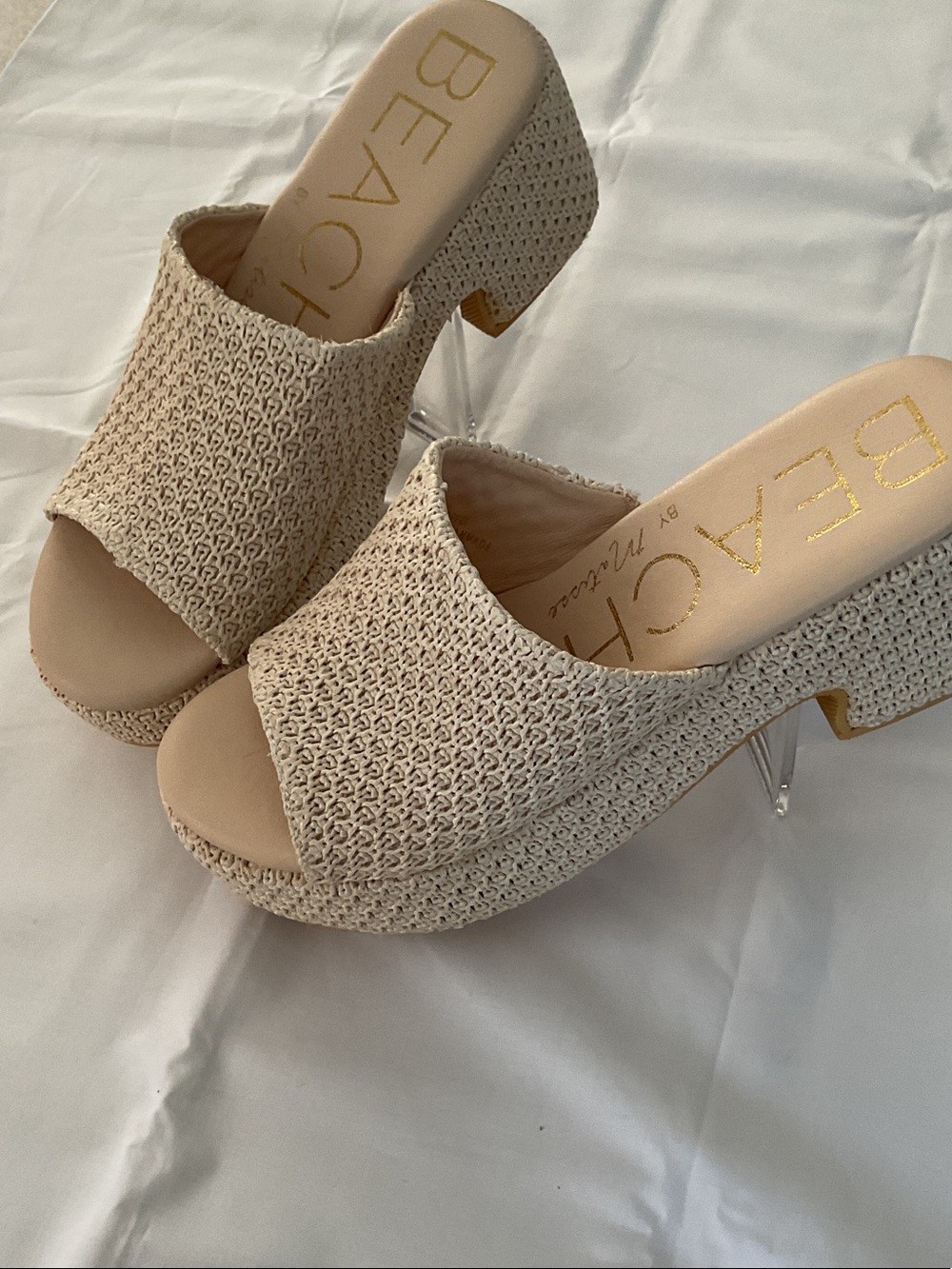 Matisse Cream Woven Platform Mule Clogs